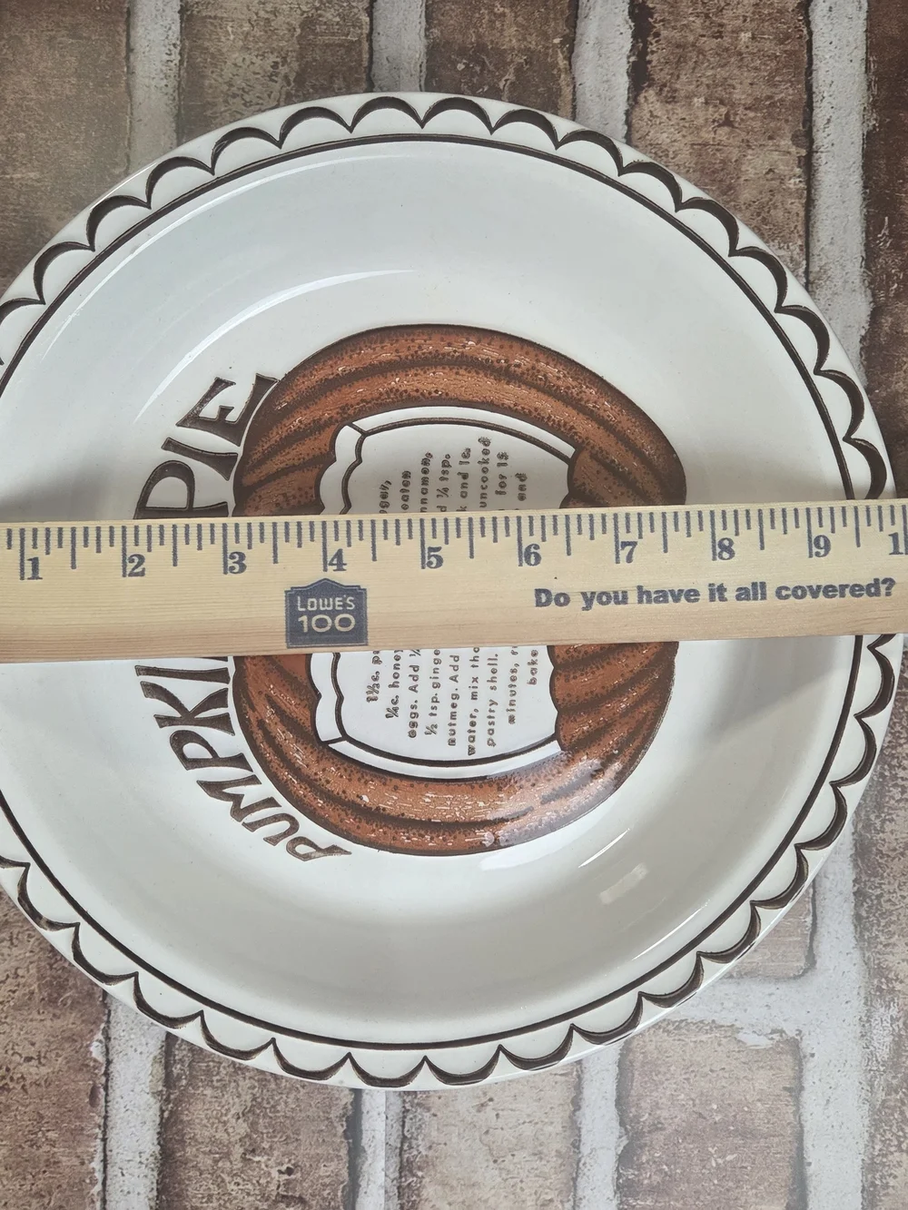 Vintage Pumpkin Pie Serving Plate - White and Brown